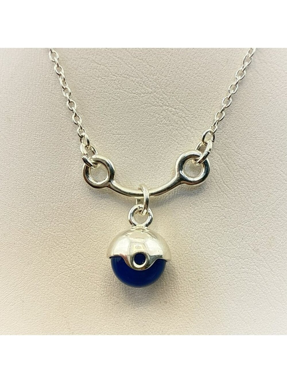 Michael Graves Necklace Sterling Silver Blue Modernist Orb Minimal Artsy 925
